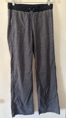 Prana 31" Mantra Hemp Blend Pants Women Small Relaxed Straight Leg Elastic Waist